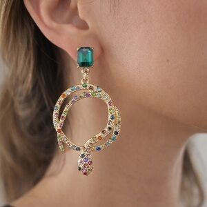 Gold Multicolor Snake Earrings